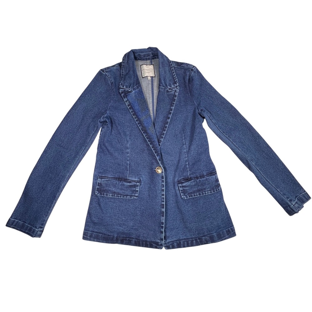 Bagatelle Denim Blazer Women Size M Blue One Button Stretch Jean Jacket Coat